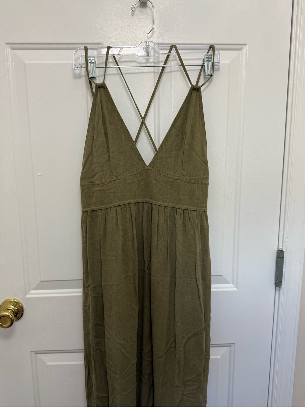 Haute Monde Green Strappy Tiered Maxi Dress L Hippie Boho Vacation Beach